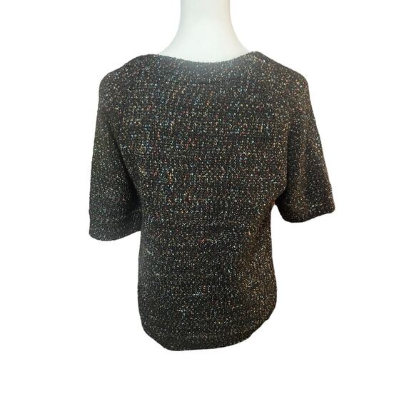 Embroidered Metallic James Coviello Sz Small Petite Black Sweater Fall Florals - Picture 5 of 8